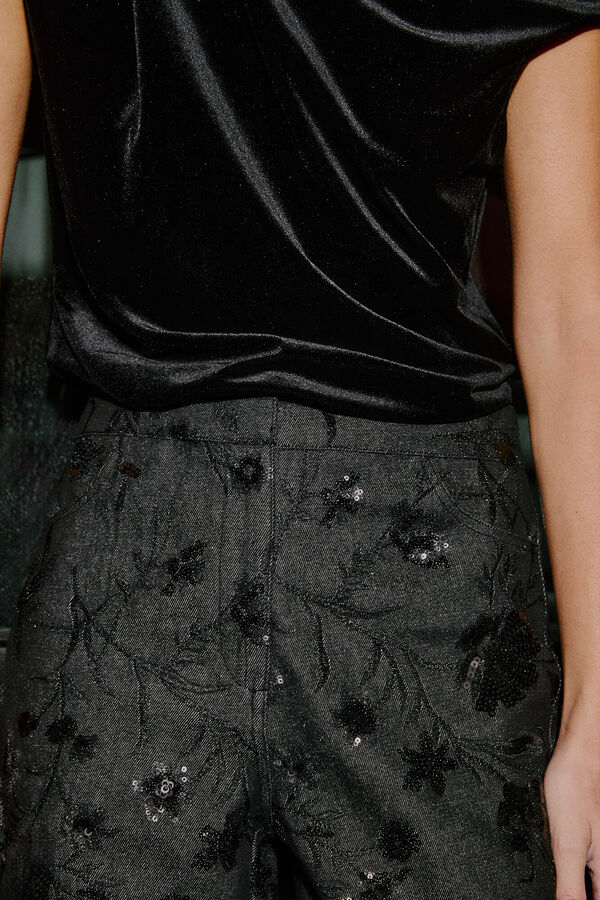 Hoss Intropia Becca. Jeans bordado Cinzento