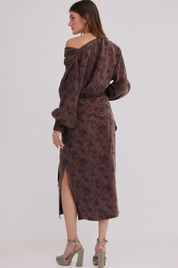 Hoss Intropia Agatha. Vestido jacquard Castanho