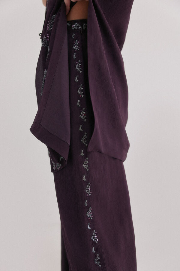 Hoss Intropia Prisca. Pantal&oacute;n bordado Morado