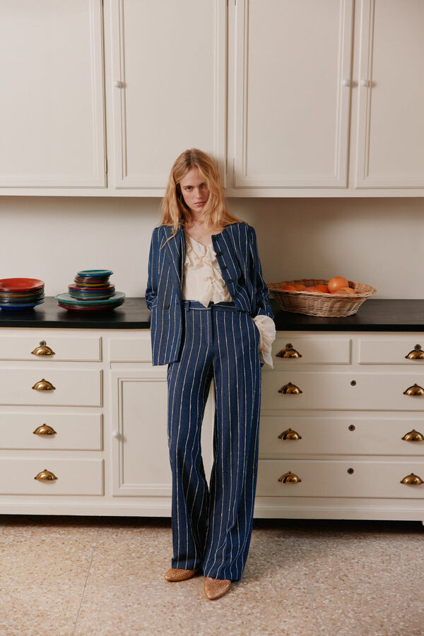 Hoss Intropia Petra. Pantalones pinza Azul marino