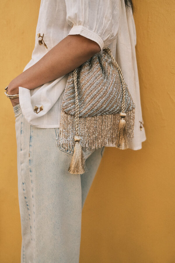 Hoss Intropia Nolie. Bolso abalorios Dorado