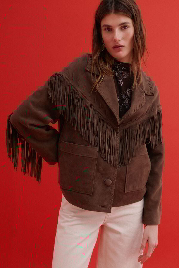 Hoss Intropia F&aacute;tima. Casaco de franjas Castanho