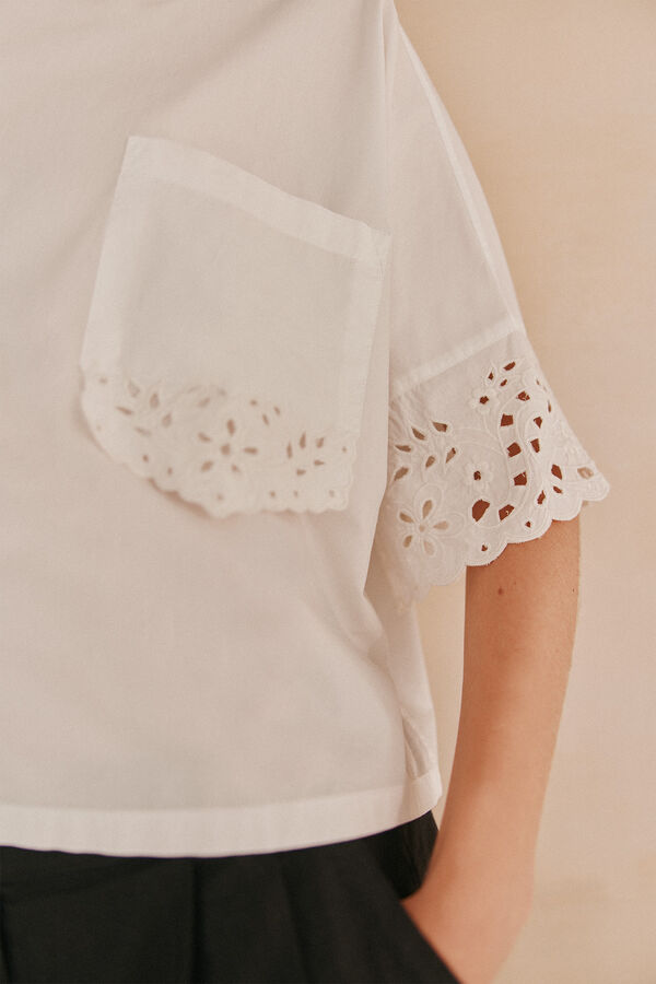 Hoss Intropia Cristine. Blusa con bordado suizo Blanco