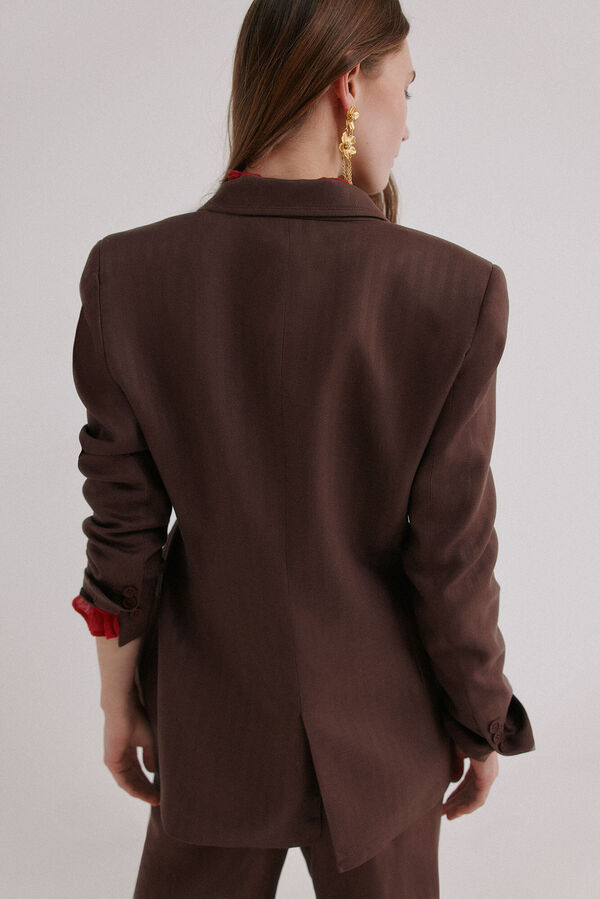 Hoss Intropia Elaine. blazer gola de lapela Castanho