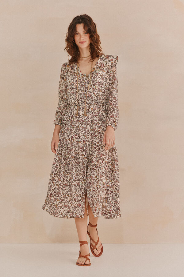 Hoss Intropia Lorena. Vestido estampado Ecru