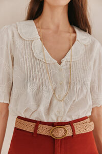 Hoss Intropia Carmela. Camisa bordada com lapela Ecru
