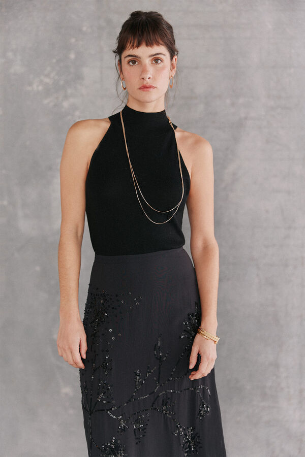 Hoss Intropia Tes. Top halter de punto. Negro