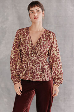 Hoss Intropia Cece. Blusa jacquard dorado. Morado