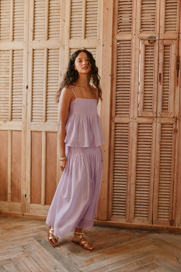 Hoss Intropia Saia com pregas midi Rania Roxo