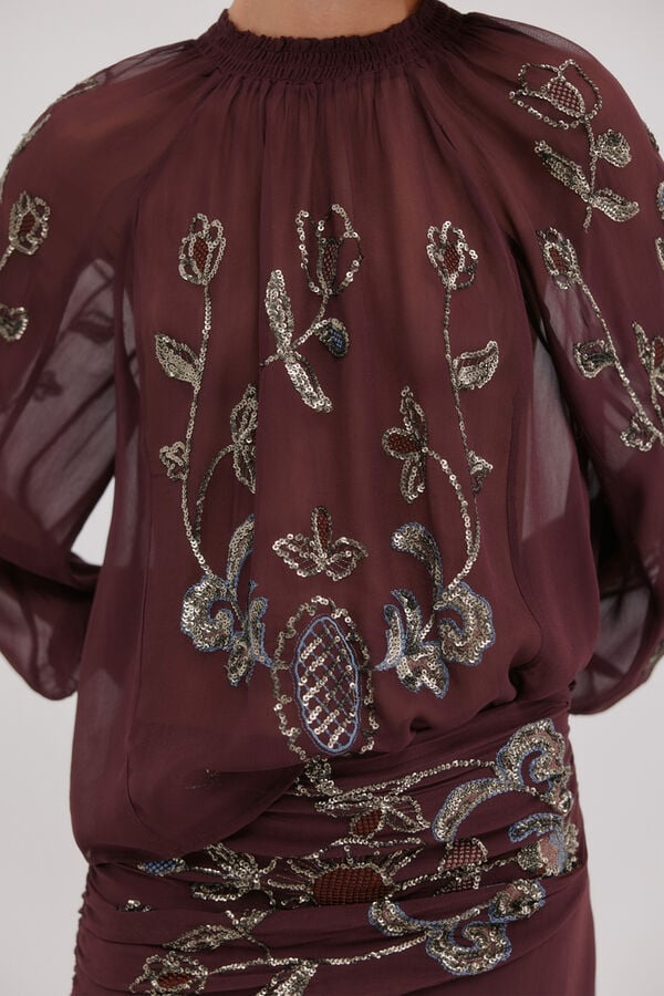 Hoss Intropia Cenese.Blusa beads Granate