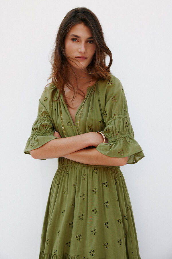 Hoss Intropia Amelia. Vestido perforado Dorado