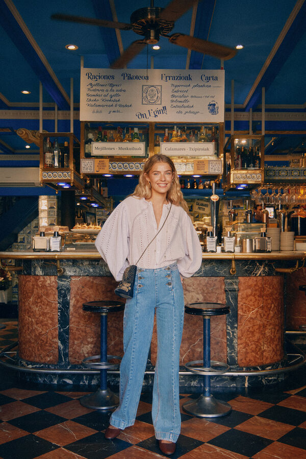 Hoss Intropia Olga. Jeans de perna larga com botões Azul