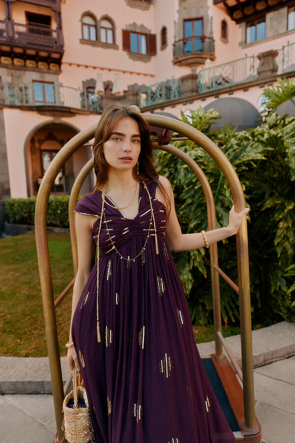 Hoss Intropia Aurora. Vestido bordado Morado