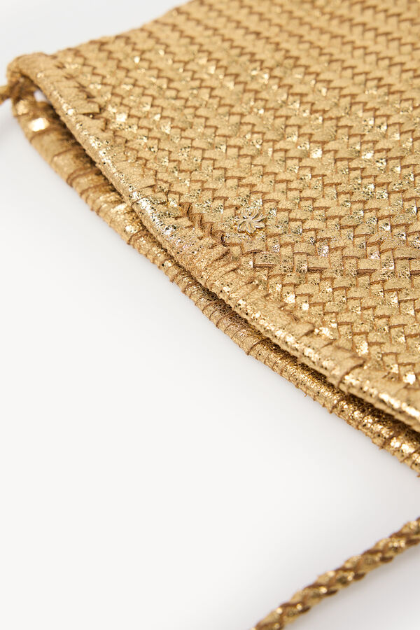 Hoss Intropia Noelle. Bolsa mala de tiracolo de pele trançado Dourado
