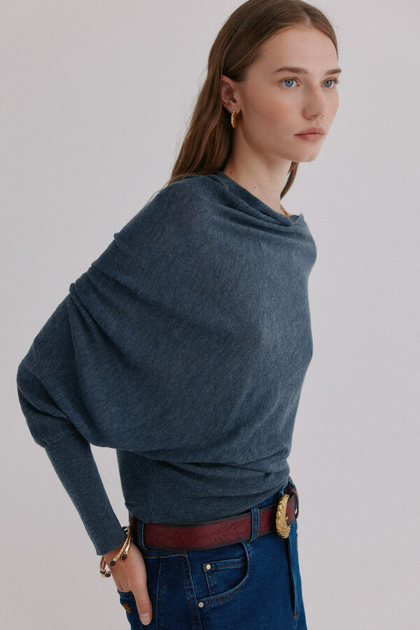 Hoss Intropia Nica. Jersey escote asimétrico Gris