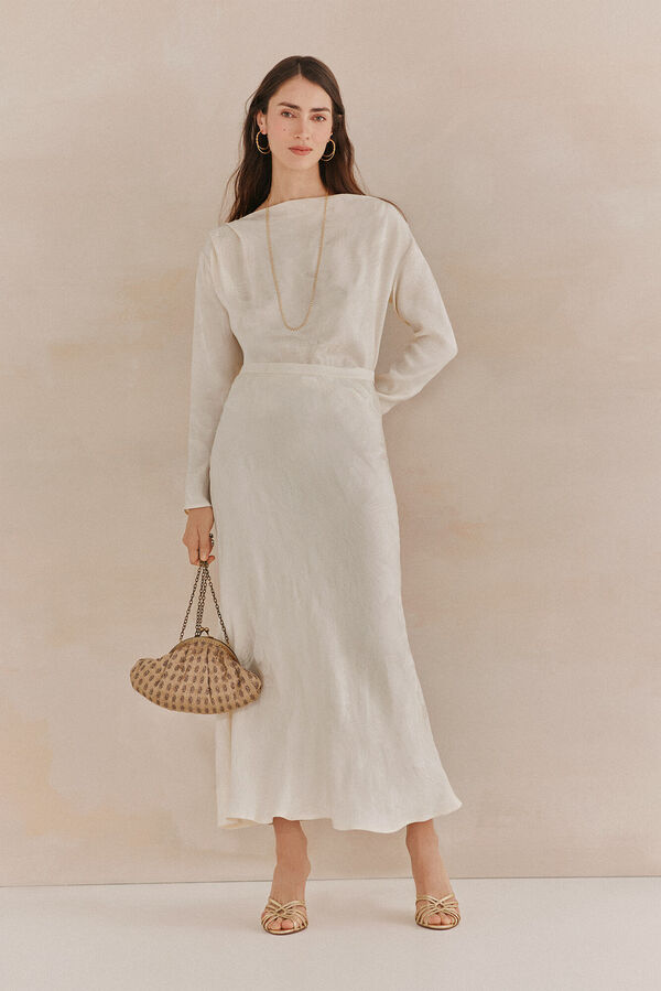 Hoss Intropia Constanza. Blusa em jacquard. Ecru