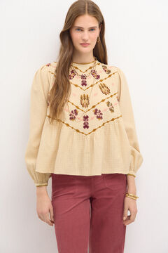Hoss Intropia Felisa. Blusa bordado boho. Beige