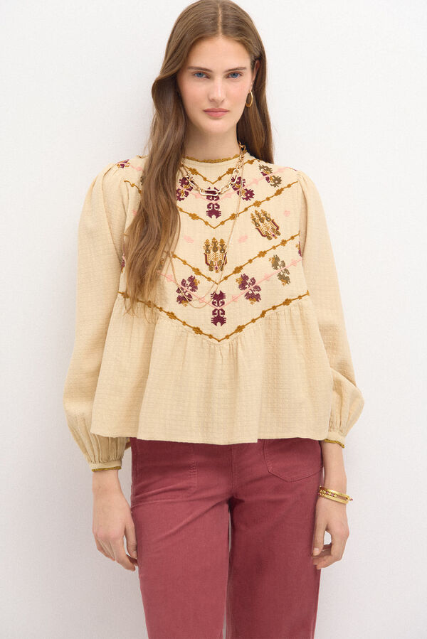 Hoss Intropia Felisa. Blusa bordado Boho. Beige