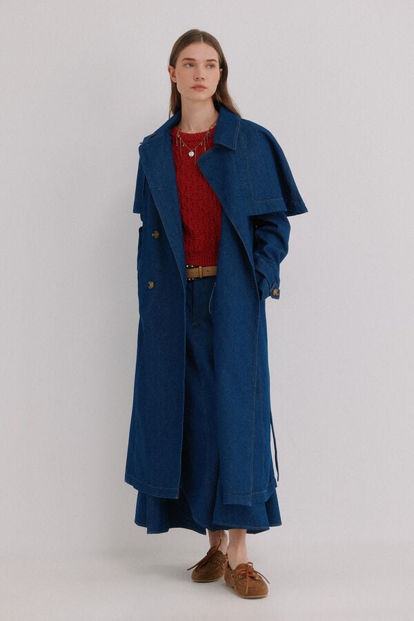 Hoss Intropia Darelle. Gabardina em denim Azul