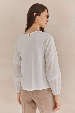 Hoss Intropia Fabiola. Camiseta tiras bordada.  Branco