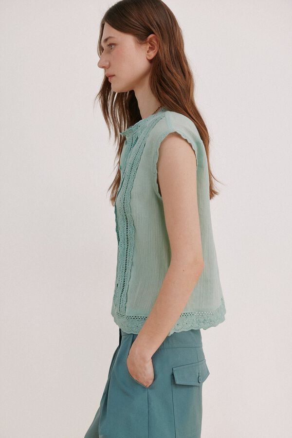 Hoss Intropia Cora. Blusa encajes Verde