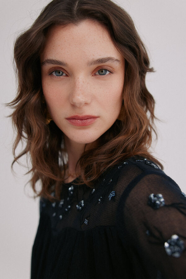 Hoss Intropia Claire. Blusa bordada Azul