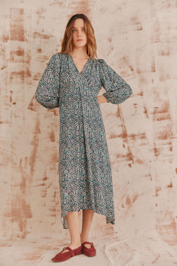Hoss Intropia Ava. Vestido estampado. Estampado azul