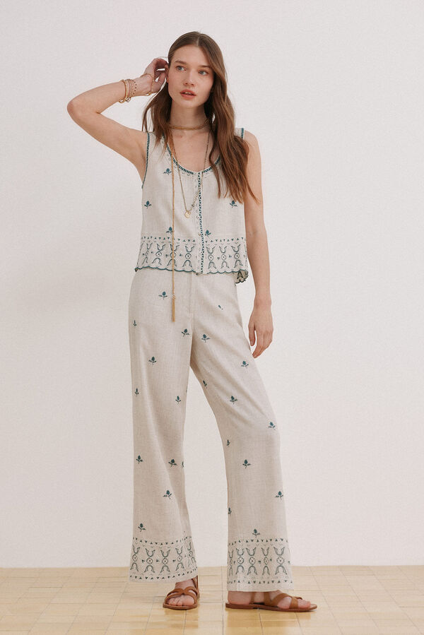 Hoss Intropia Carmela. Top bordado Ecru