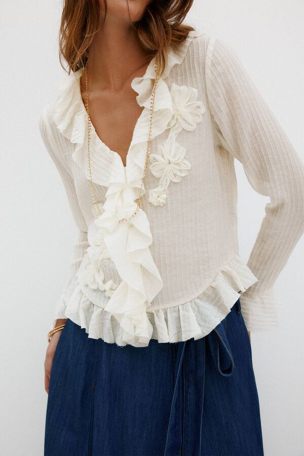 Hoss Intropia Cira. Blusa con volantes Marfil