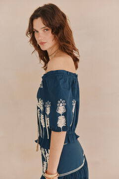 Hoss Intropia Coral. Top bordado. Azul