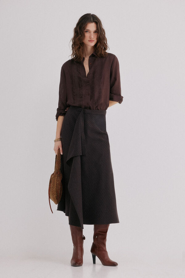 Hoss Intropia Rina. Riscas saia Castanho