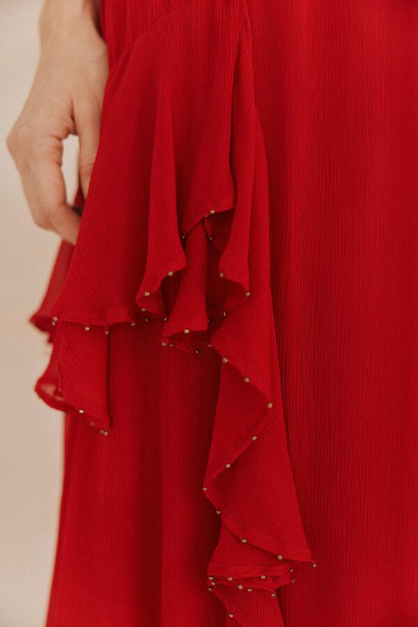 Hoss Intropia Renée. Falda de volantes rojo
