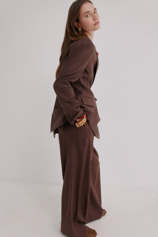 Hoss Intropia Elaine. blazer gola de lapela Castanho