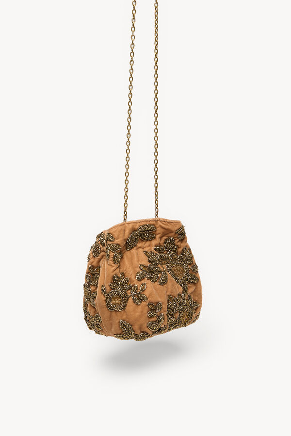Hoss Intropia Nina. Bolsa de veludo e miçangas Dourado