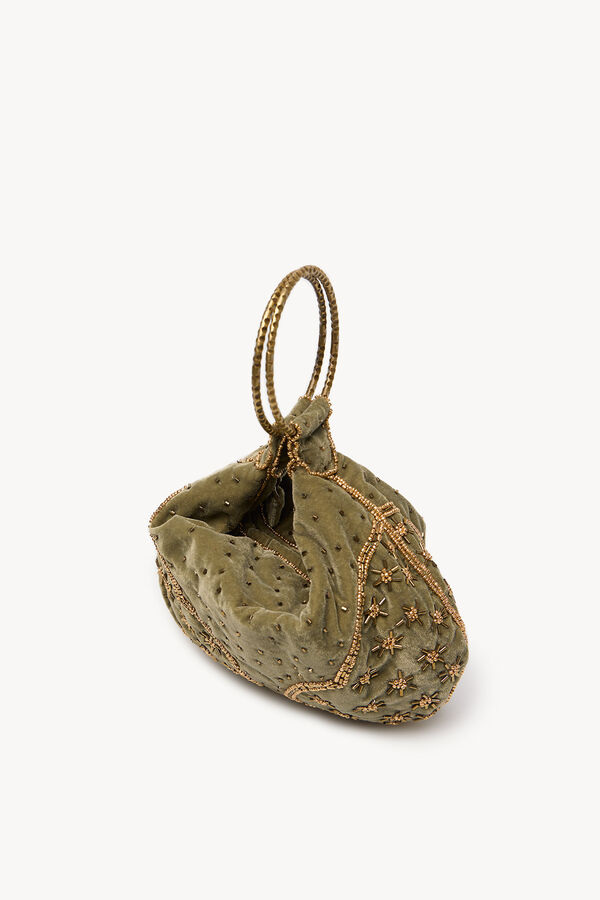 Hoss Intropia Nadia. Bolsa de veludo e miçangas Verde