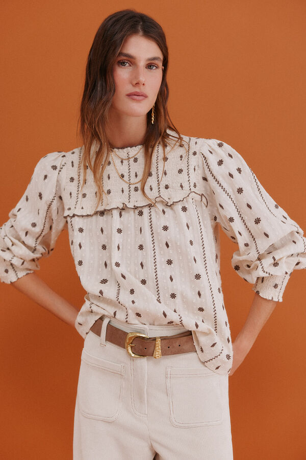 Hoss Intropia Catalina. Blusa con canesú Blanco