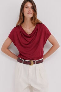 Hoss Intropia Mia. Camiseta drapeada Coral