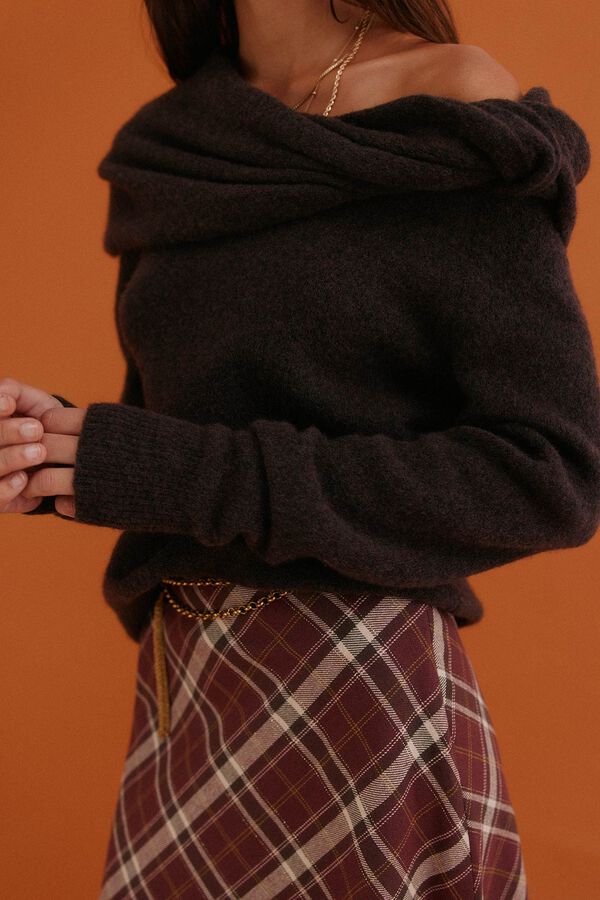 Hoss Intropia Idalia. Jersey con escote asimétrico Marron oscuro