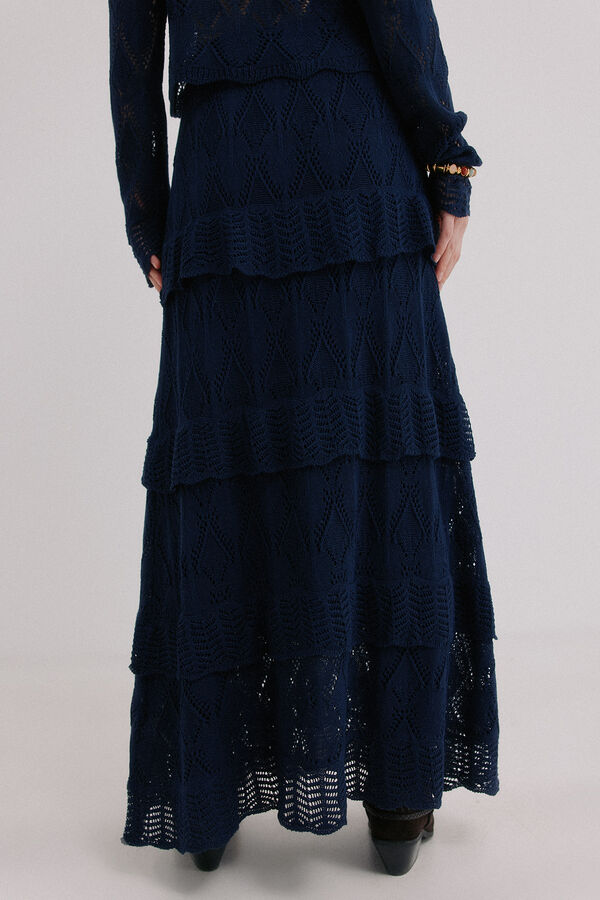 Hoss Intropia Renata. Falda midi tricot Azul marino