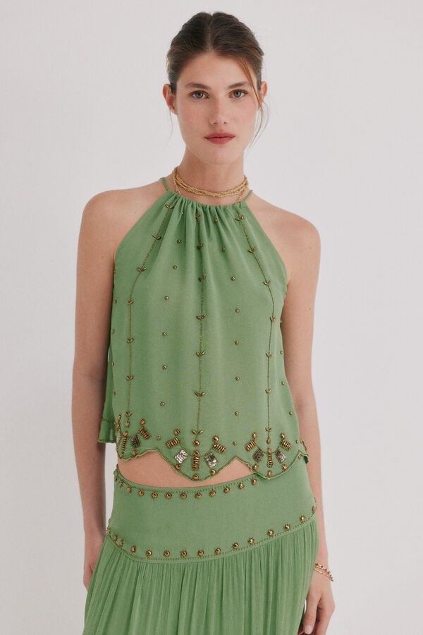 Hoss Intropia Clarisa. Blusa missangas Verde